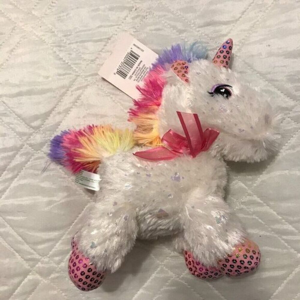 Homerbest white and rainbow Unicorn plush